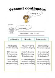 English Worksheet: present  continuous 1