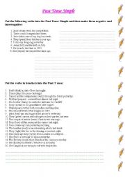 English worksheet: Past Tense Simple