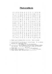 English worksheet: Photosynthesis - Wordsearch