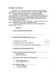 English Worksheet: Reading Comprehension