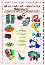 English Worksheet: Electrical devices