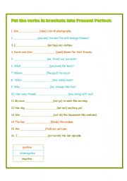 English worksheet: The Present Perfect Tense