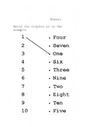 English worksheet: match the numbers