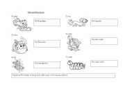 English Worksheet: Action verb and preposition - fill in the blank