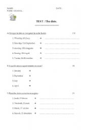 English worksheet: Test : The date