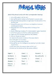 English Worksheet: Phrasal verbs