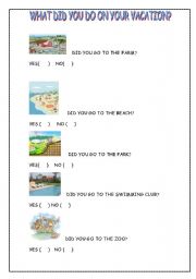 English Worksheet: BACK FROM VACATION