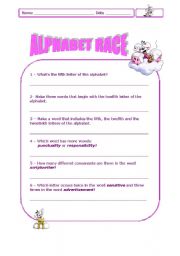 English Worksheet: Alphabet Race