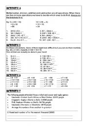 English Worksheet: Maths Activity 4 - 7