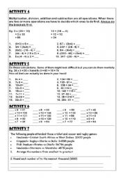 English worksheet: Maths Activity 4 - 7