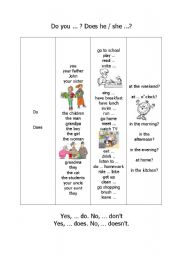English Worksheet: Do you ...? - Does he / she ...?