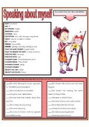 English Worksheet: SPEAKING ABOUT MYSELF