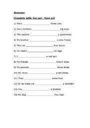 English worksheet: Complete