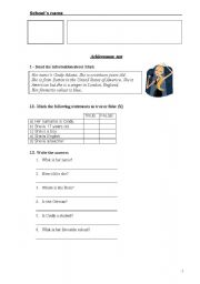 English Worksheet: 5th grade test