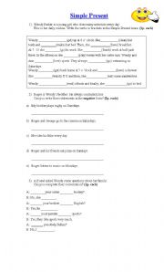 English worksheet: SIMPLE PRESENT PRACTICE