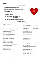 English worksheet: Song Sheet - Cant buy me love