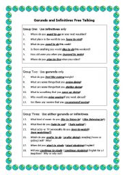 English Worksheet: Gerunds and Infinitives Free Talking