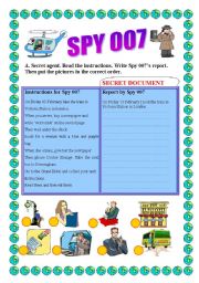 English Worksheet: SECRET AGENT - SPY 007  -  PAST SIMPLE