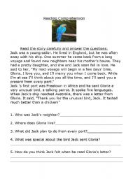 English Worksheet: Reading Comprehension