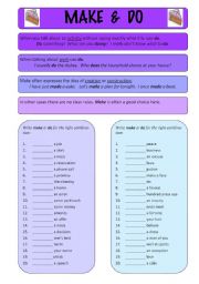 English Worksheet: Make & Do