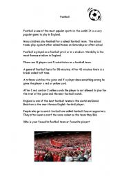 English Worksheet: Football in England