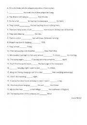 English worksheet: prepositions