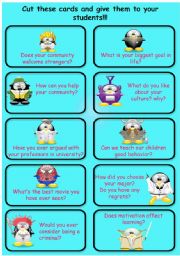 English Worksheet: Conversation Cards (3)