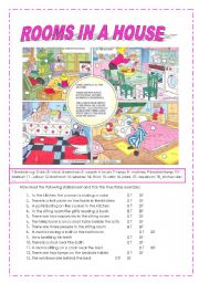 English Worksheet: rooms in a house