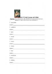 English Worksheet: Romeo and Juliet Act 4 Vocabulary