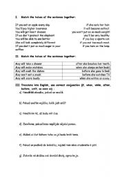 English Worksheet: conditionals,time clauses and hot verbs