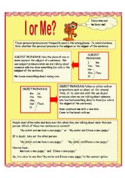 English Worksheet: Object and Subject Pronouns