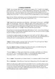 English Worksheet: comman errors