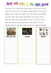 English Worksheet: A   VOCABULARY  TEST