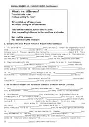 English Worksheet: Present Perfect vs Present Perfect Continuous