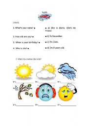 English Worksheet: I.D., weather, months, days of the week and seasons