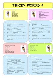 English Worksheet: Tricky Words 4
