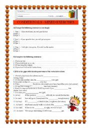 English Worksheet: Conditionals- mixed exercises