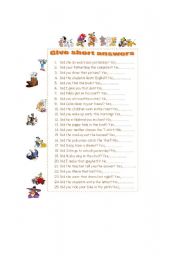 English Worksheet: Past simple for kids short answers