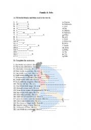 English Worksheet: Family & Jobs Worksheet