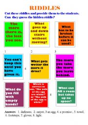 English Worksheet: Riddles