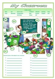 English Worksheet: MY CLASSROOM