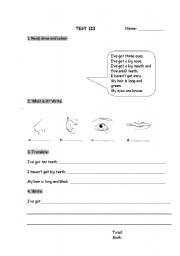 English Worksheet: My Face