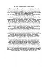 English Worksheet: the letter from a strange