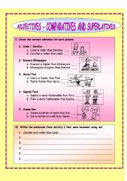 English Worksheet: ADJECTIVES - COMPARATIVES AND SUPERLATIVES