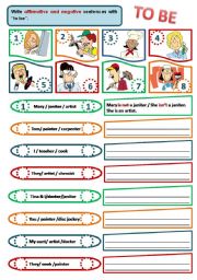 English Worksheet: VERB TO BE - NEGATIVE FORM