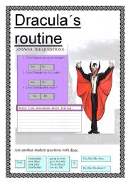 English Worksheet: Draculas routine