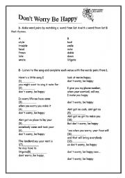 English Worksheet: Dont worry Be happy