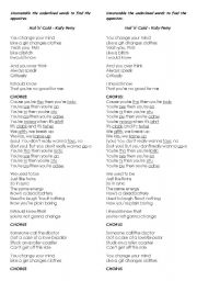 English Worksheet: Katy Perry - Hot n Cold (song)