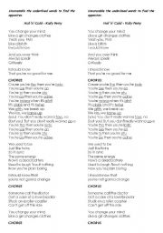 English Worksheet: Katy Perry - Hot n Cold (song)