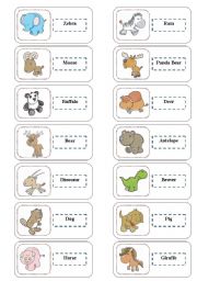 English Worksheet: Animal Domino